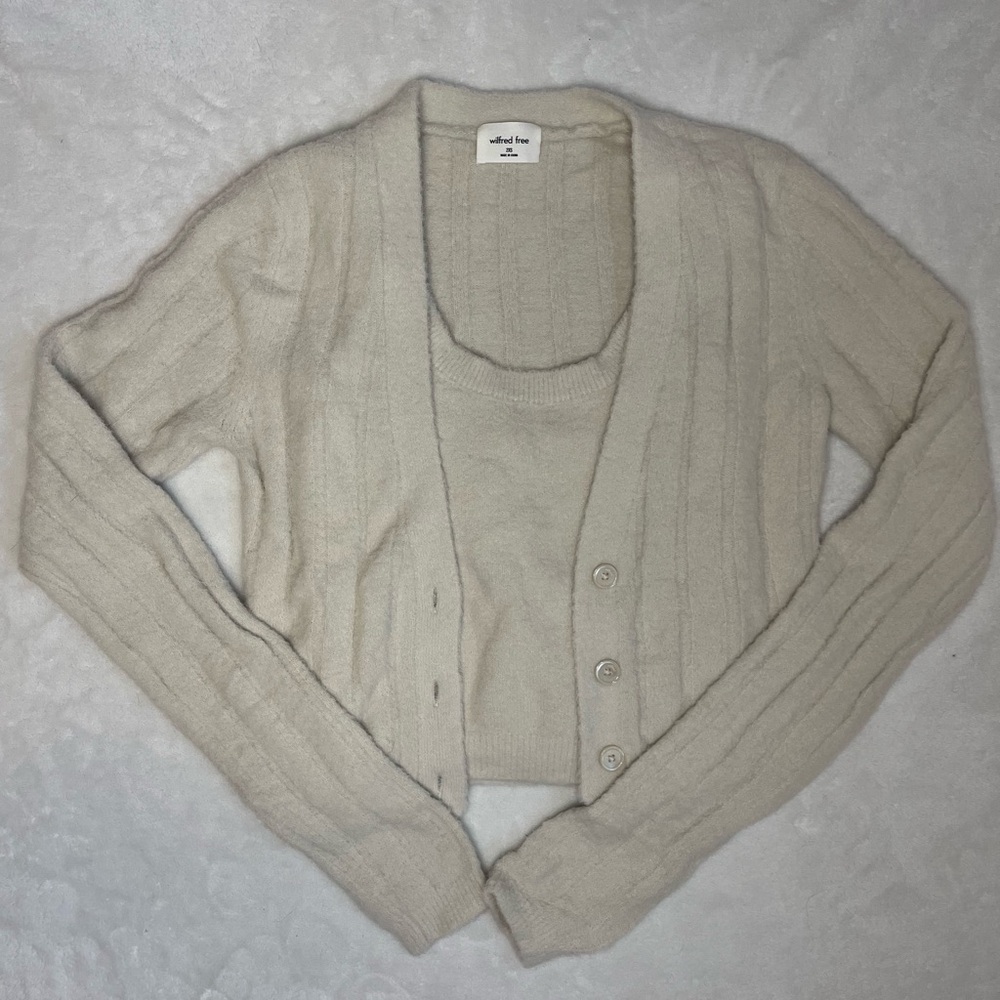 Aritzia/Wilfred Free Matching Sweater Set - cream - size 2XS